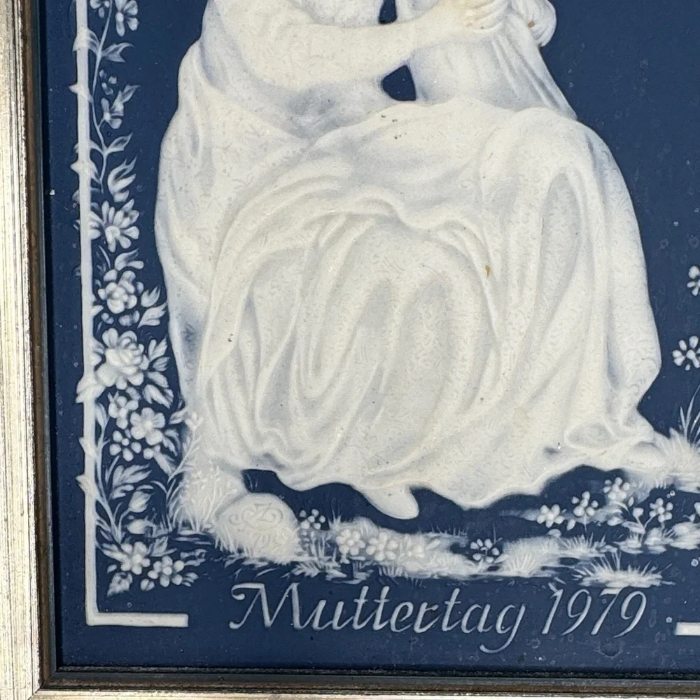 Villeroy & Boch Mettlach Jasperware Framed Plaque Mother & Child